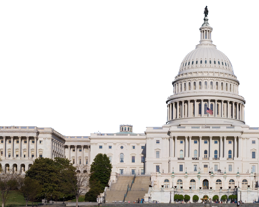 Quarter view of the United States Capitol building.